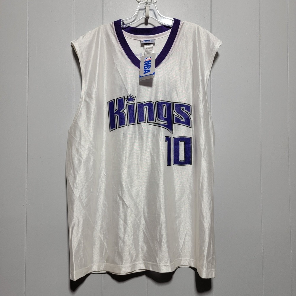 Vintage Sacramento Kings Bibby 10 Basketball Jersey White Purple NBA Elevation